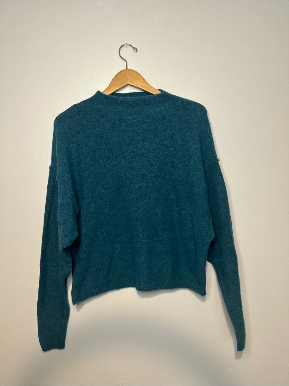 Free People Break Away Teal Blue Dolman Sweater Sz XS wool blend